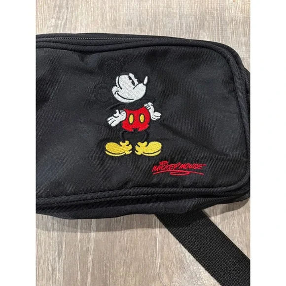 Mickey Mouse Fanny Pack Black Embroidered Disney Waist Bag - Picture 2 of 6